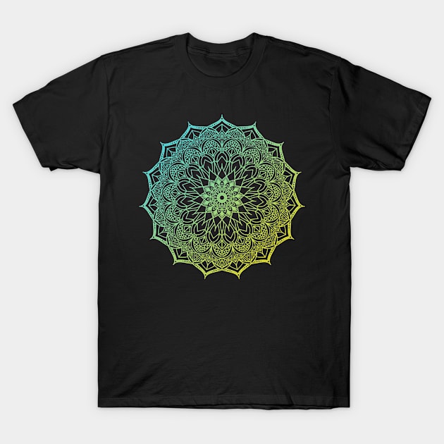 Mandala in blue and yellow T-Shirt by Chigurena